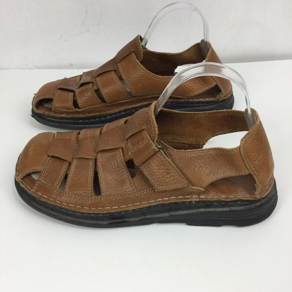 Brown Shoe Co. Mens Mc Farland Leather Strap Sandals Brown Size 11M 24933-7